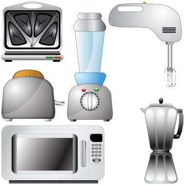 Set of realistic, detailed kitchen appliances clipart