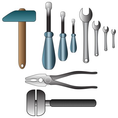 Set of detailed tools illustration clipart