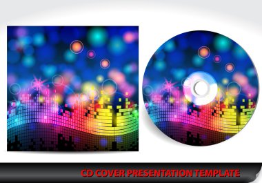 Music themed CD cover presentation template clipart