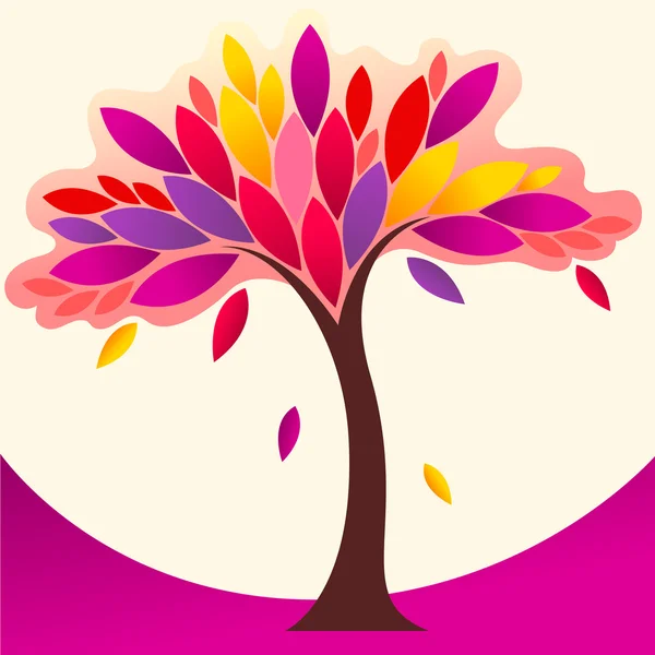 Bonito colorido Outono árvore ilustração — Vetor de Stock
