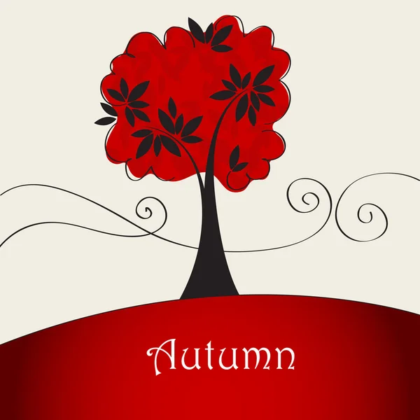 Cute colorful autumn tree illustration — Stock Vector