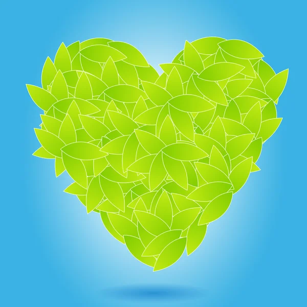 Ecology concept - heart from leaves — Stock Vector