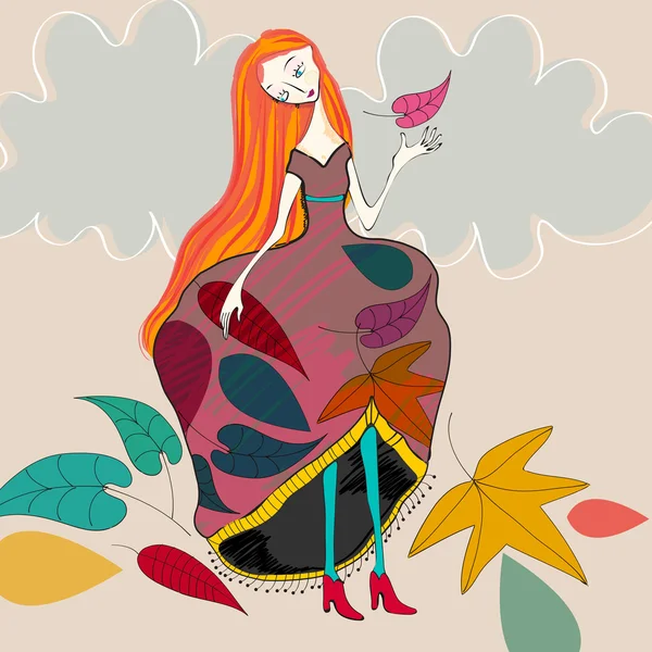 Сучасні осінь дівчина — стоковий вектор