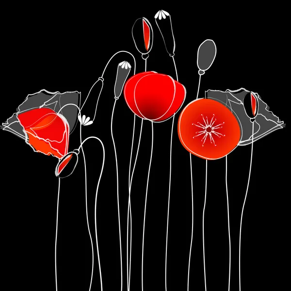 美丽的罂粟花背景图 — 图库矢量图片