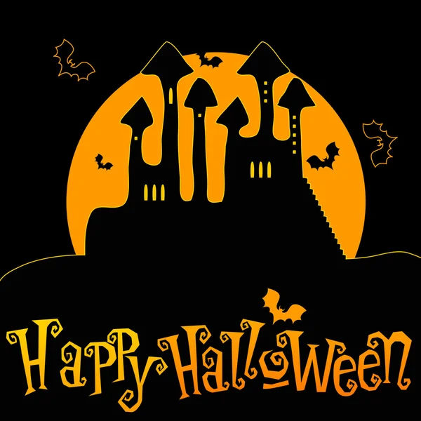 Bonito Halloween assombrado castelo ilustração — Vetor de Stock