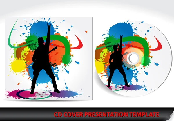 Muziek thema cd cover presentatiesjabloon — Stockvector
