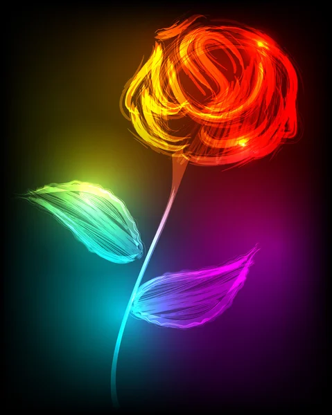 Belle rose faite de lumière colorée — Image vectorielle