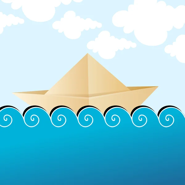 Cute summer paper ship — Stock Vector