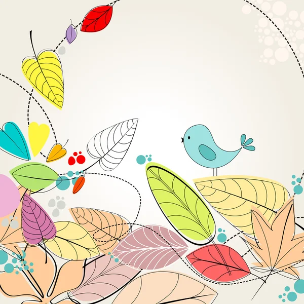 Sevimli sonbahar kuş çizimi — Stok Vektör