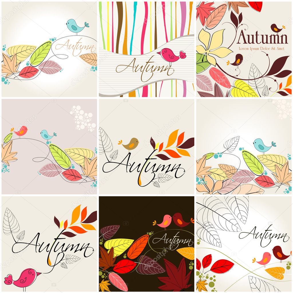 Set of cute autumn illustrations
