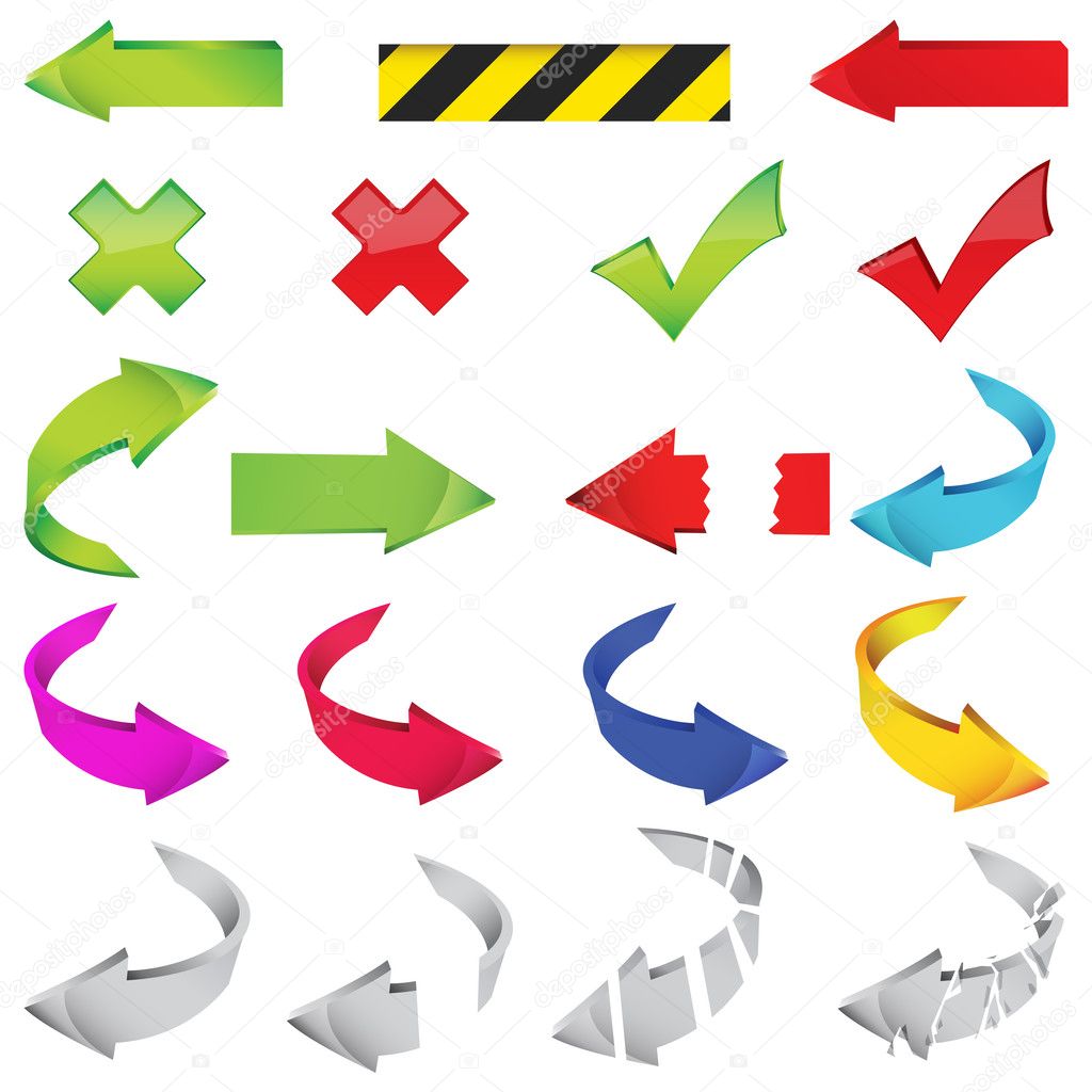 Large set of different arrows illustration