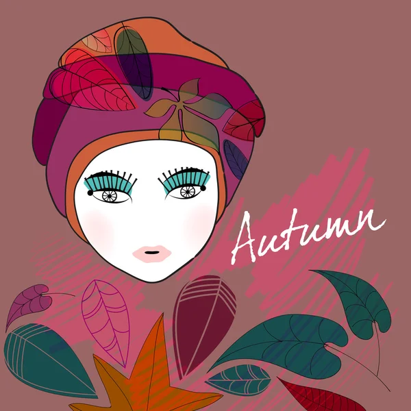 Cute autumn girl — Stock Vector