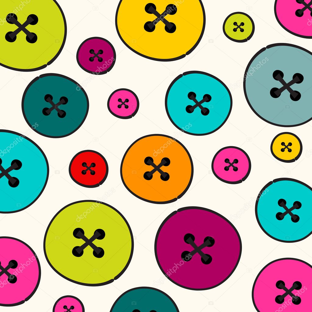 Cute hand drawn style illustration of buttons