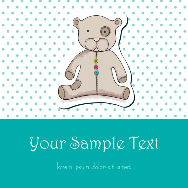 Schattig hand getekend stijl teddy bear voor babyjongen — Stockvector