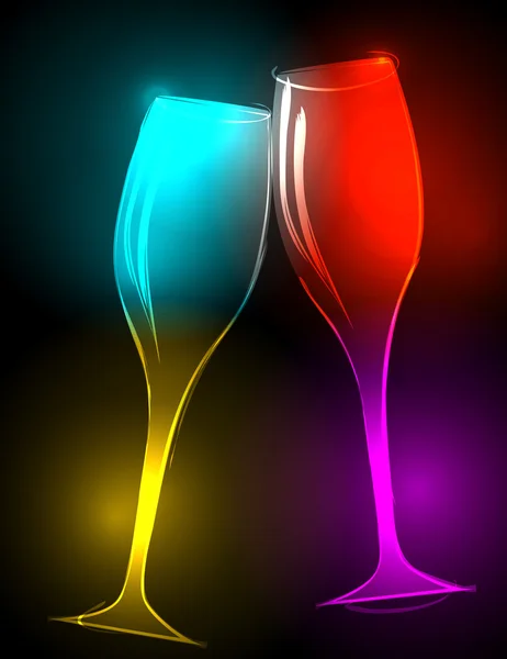 Elegant, glittering champagne glasses — Stock Vector
