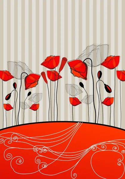 美丽的罂粟花图 — 图库矢量图片