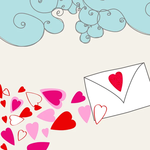 Söt hand dras stil doodle romantiska valentine — Stock vektor