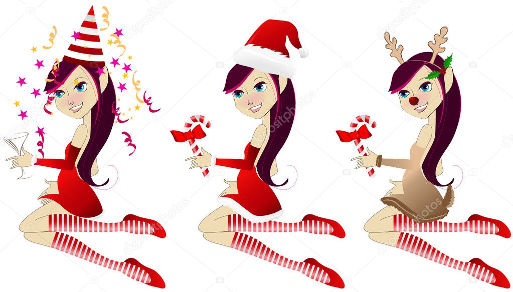 Beautiful, sexy Christmas and New Year girls