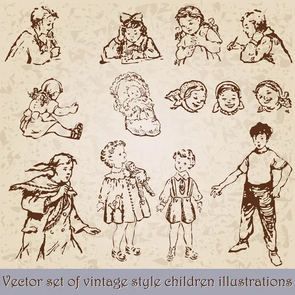 Набір старовинних дитячих ілюстрацій — стоковий вектор