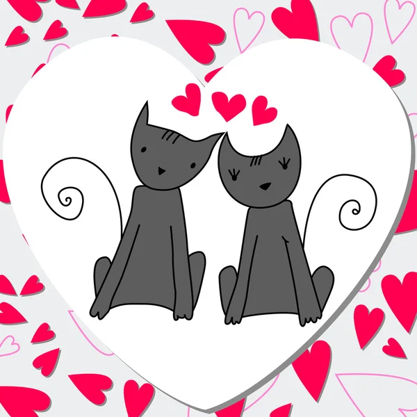 Bonito gatos no amor — Vetor de Stock