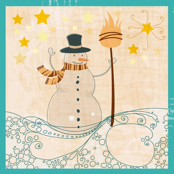 Εικονογράφηση χαριτωμένο χιονάνθρωπος — Διανυσματικό Αρχείο