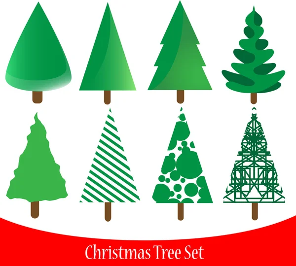 Set van elegante kerstboom — Stockvector
