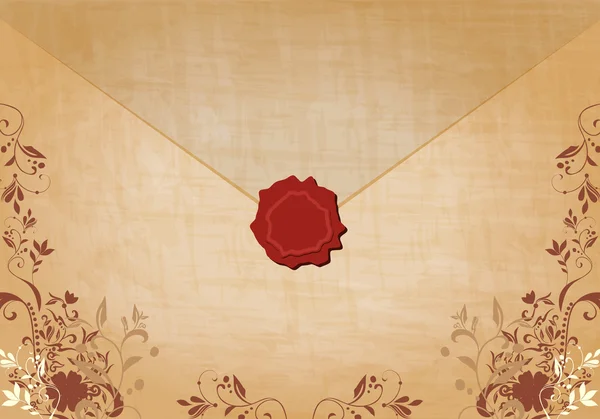 Beautiful floral vintage envelope illustration — Stock Vector