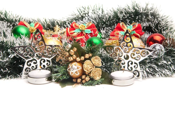 Jul dekorationer på vit bakgrund. — Stockfoto
