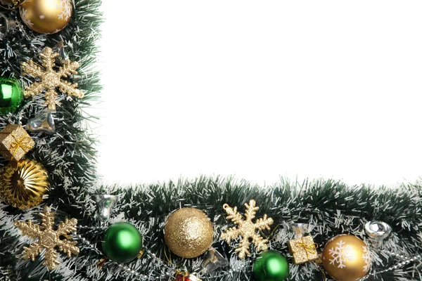 Sfondo cartolina di Natale. Decorazione Design di frontiera isolato su bianco — Foto Stock