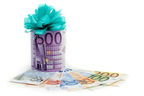 500 euro peníze dárek — Stock fotografie