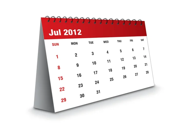 Ιουλίου 2012 - ημερολόγιο σειρά Εικόνα Αρχείου