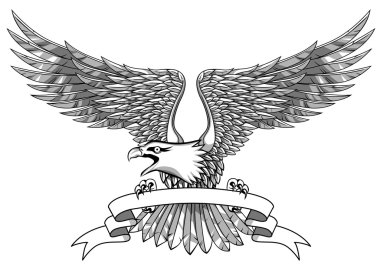 Eagle with emblem clipart