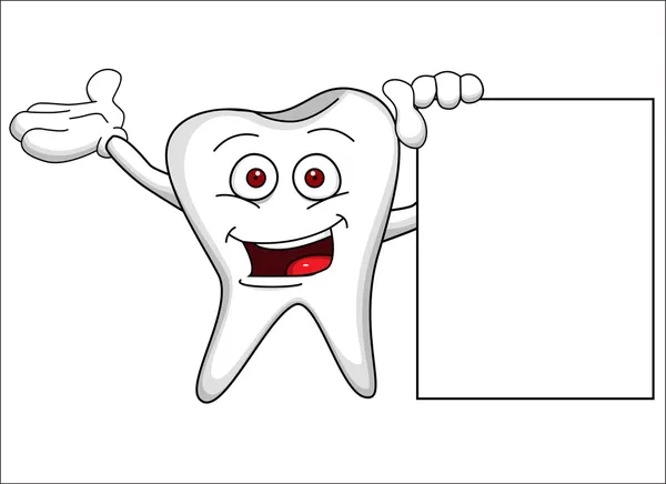 Zub karikaturu s prázdný znak — Stockový vektor