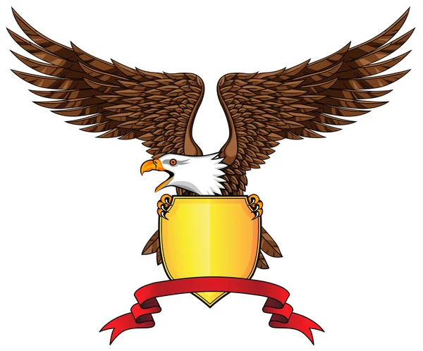 Aquila con emblema e scudo — Vettoriale Stock