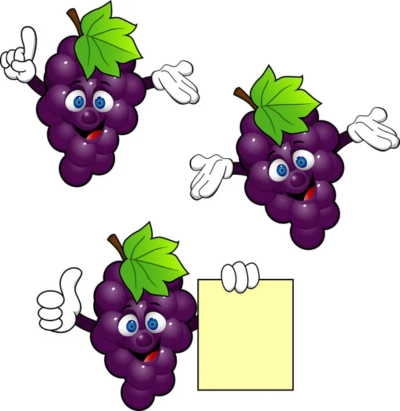 Personaje de dibujos animados de uva — Vector de stock