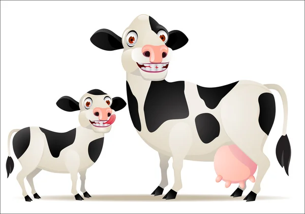 Mother and baby cow — Stock Vector