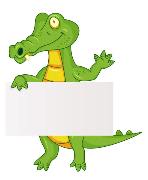Crocodilo com sinal em branco — Vetor de Stock