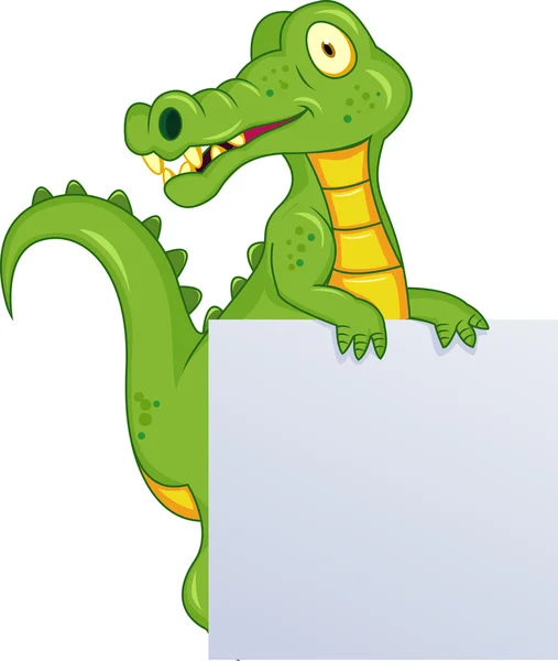 Krokodil met leeg teken — Stockvector