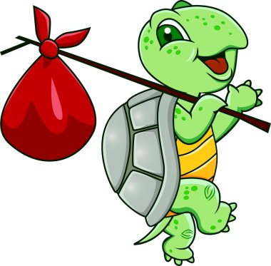 Funny green turtle clipart