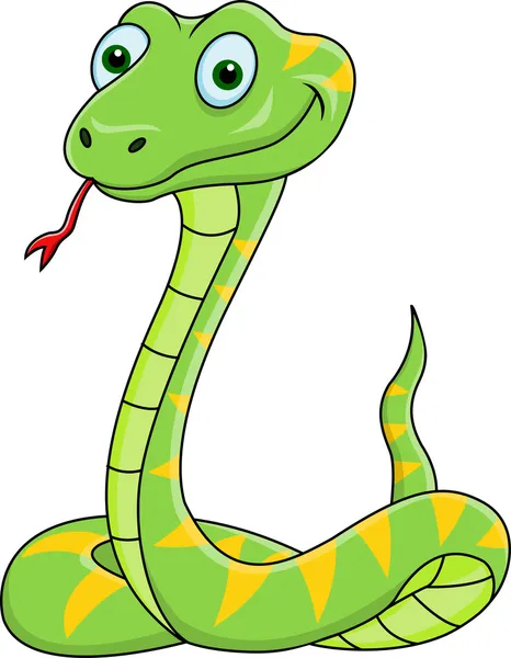 Lustige grüne Schlangenkarikatur — Stockvektor