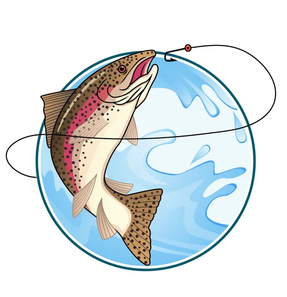 Pesca de trucha — Vector de stock