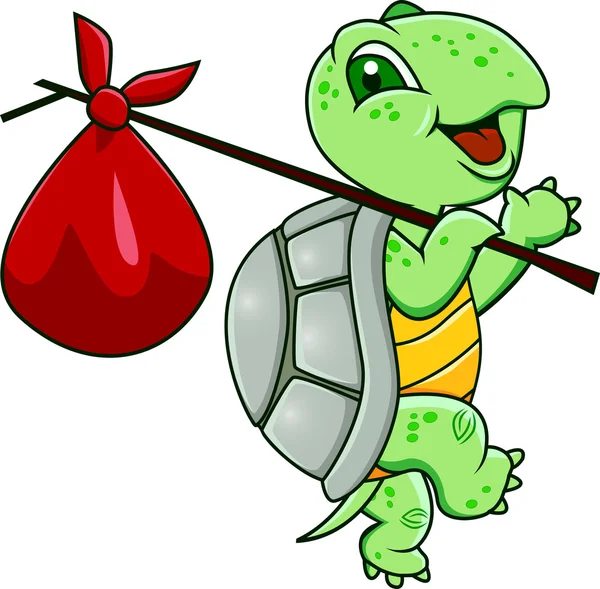 Tartaruga verde divertente — Vettoriale Stock