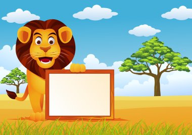 Lion cartoon in the wildlife clipart