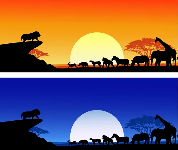 Safari-Silhouette — Stockvektor
