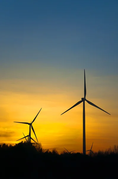 日没時の風力発電所 — ストック写真