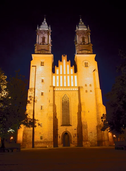 Archicathedral Basílica de San Pedro y San Pablo por la noche — Foto de Stock