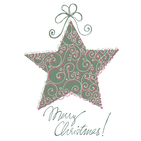 Doodle vánoční pozdrav card design s hvězdou — Stock fotografie