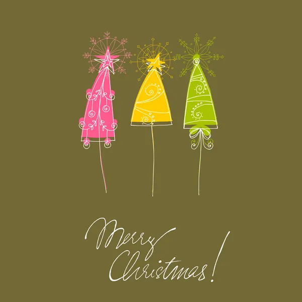 Nádherný čmáranice vánoční stromy přání — Stock fotografie