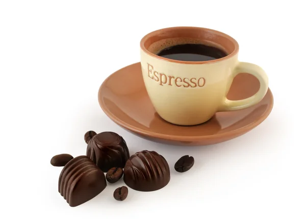 Chocolate candy and coffee — Stock Photo, Image