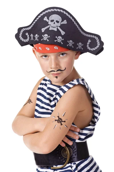 O miúdo vestido de pirata. — Fotografia de Stock